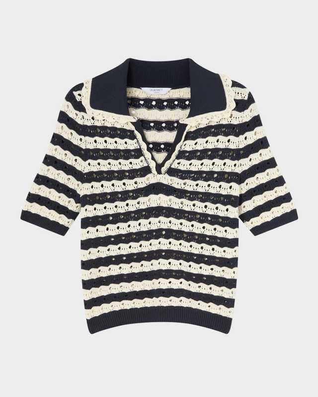 Fiona Striped Open-Knit Top